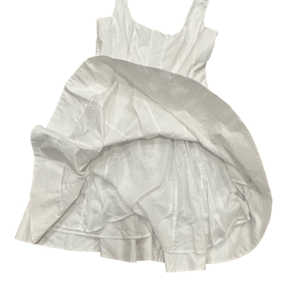 Staud White Cotton Blend Paneled A-Line Mini Dress Size 6 Sleeveless Square Neck - Picture 6 of 8